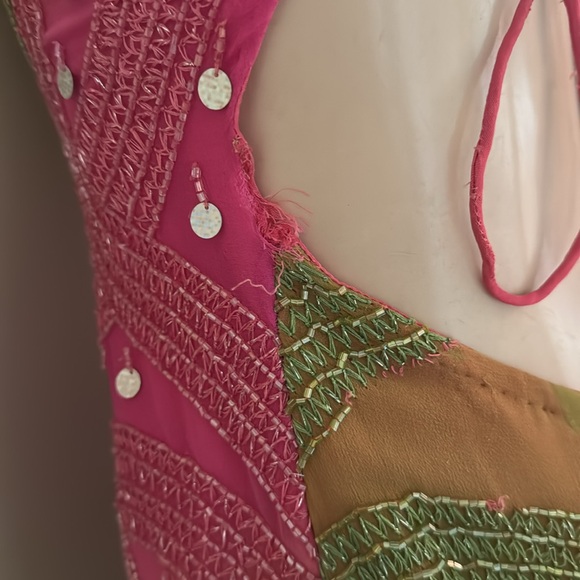 Neon Pink/Green Prom Dress Long Beaded Dress - Picture 15 of 15